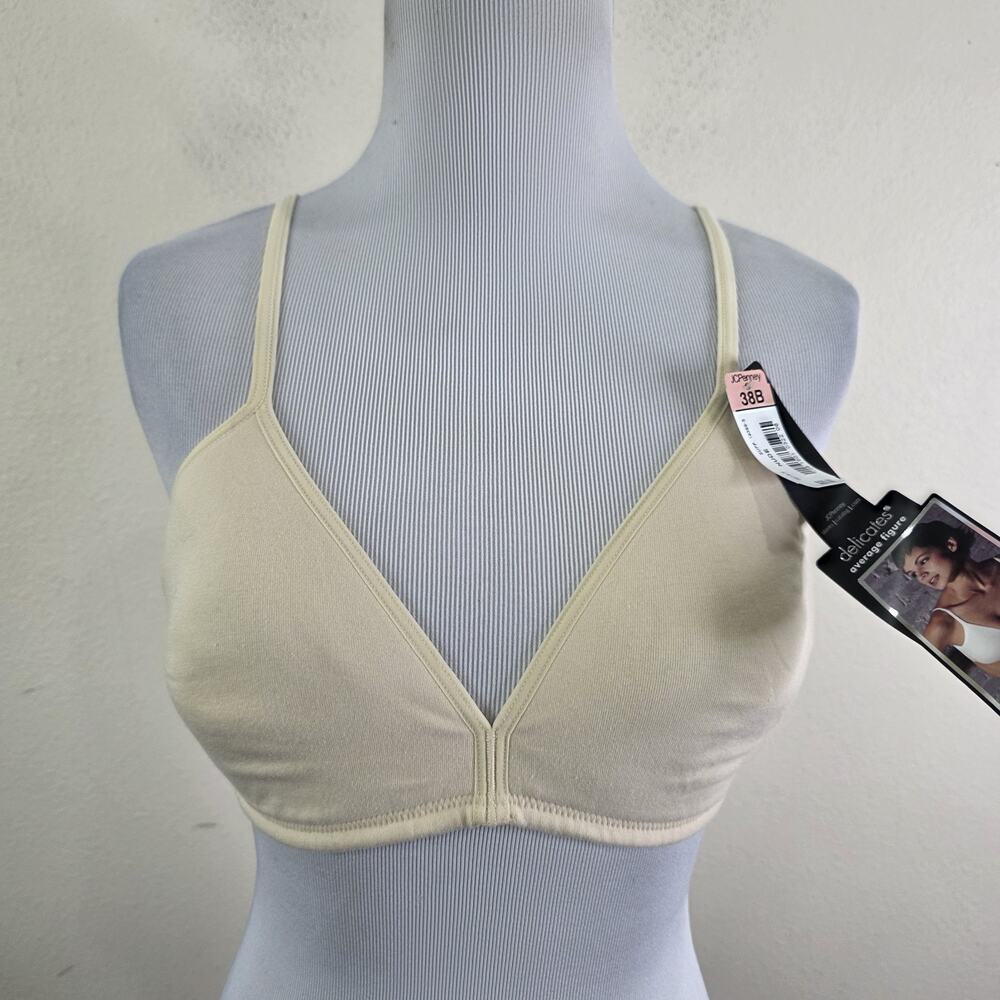Vintage Delicates Bra 36B Beige Padded Soft Cup Wireless JcPenney 90's